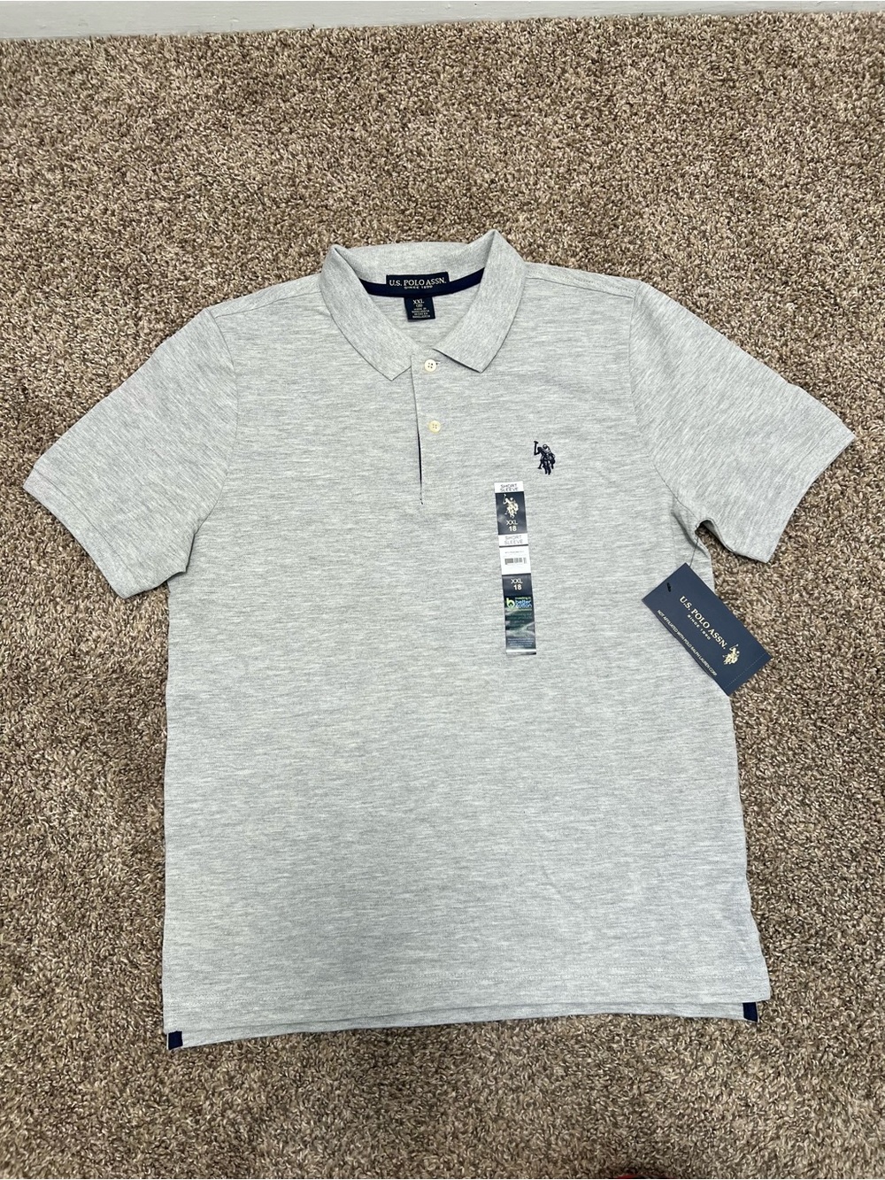 U.S. Polo Assn. Light Gray Heather Polo Shirt with Logo